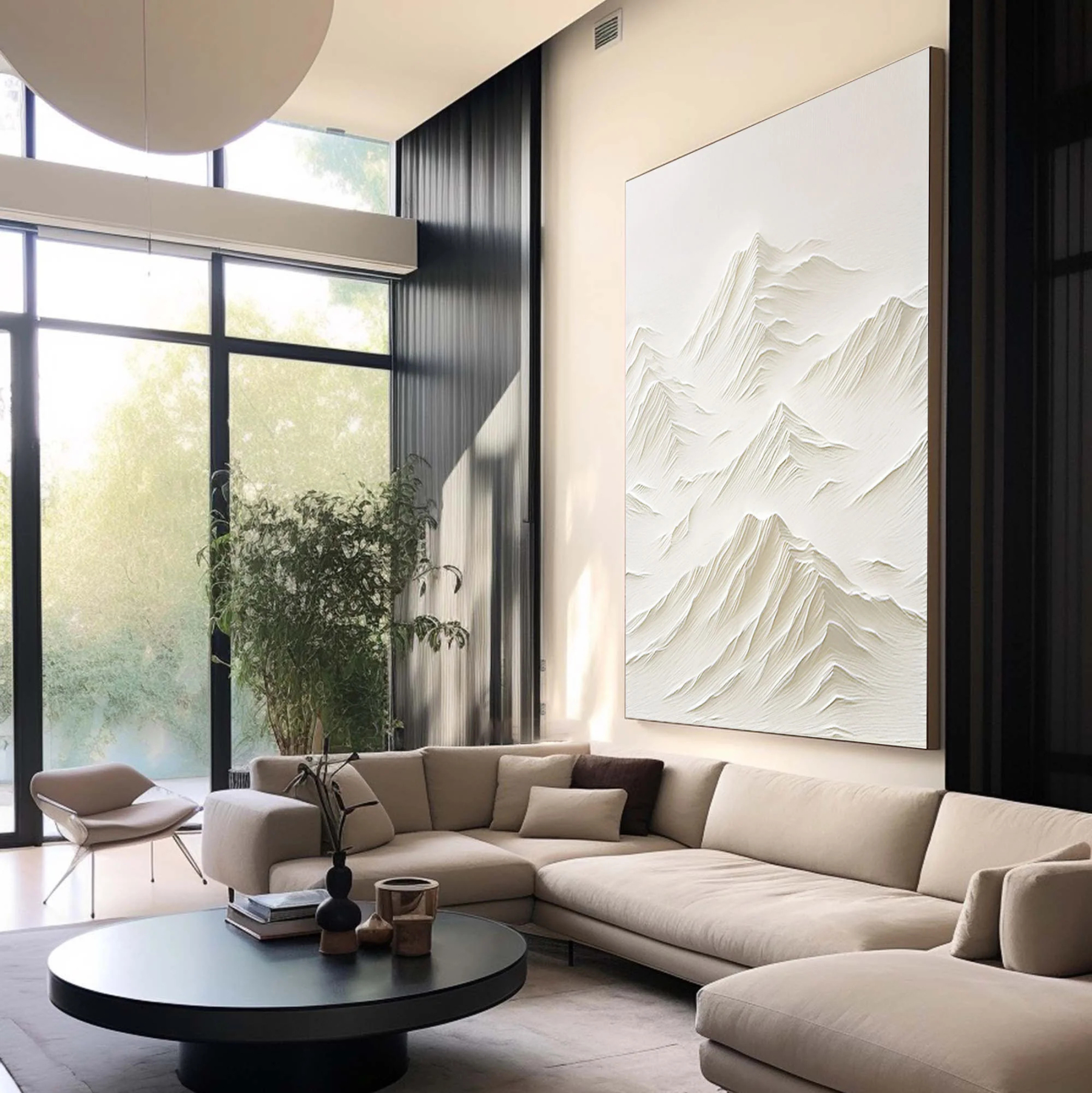 White Minimalist Plaster Art Painting hand-painted #HM1847