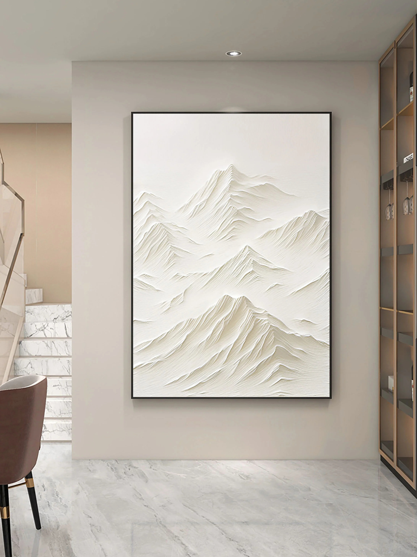 White Minimalist Plaster Art Painting hand-painted #HM1847