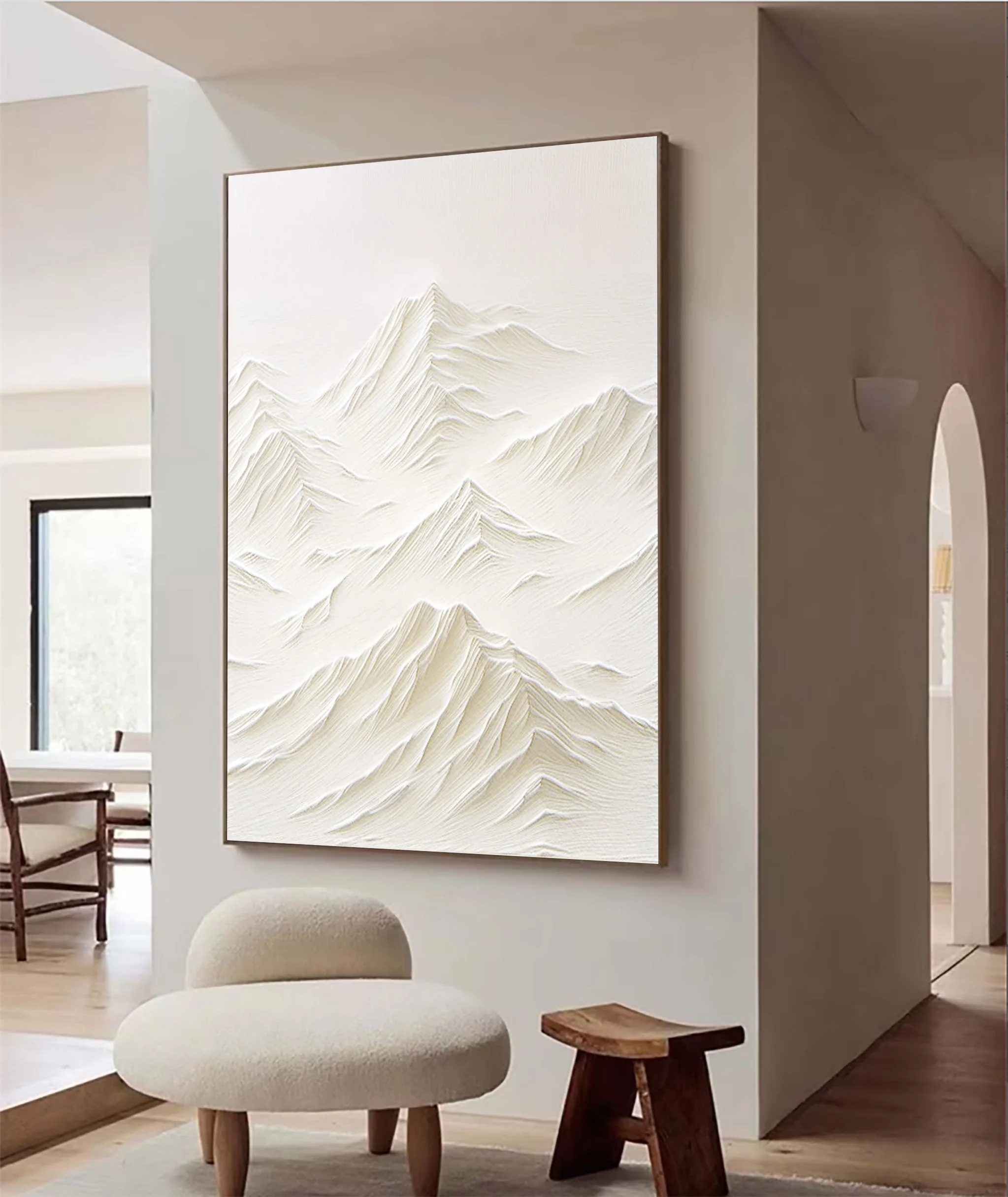 White Minimalist Plaster Art Painting hand-painted #HM1847