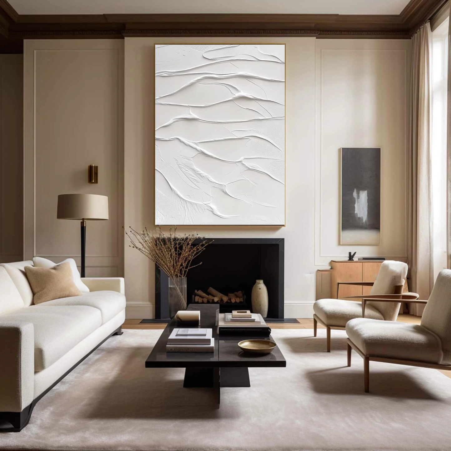 White Minimalist Plaster Art Painting hand-painted #HM1845