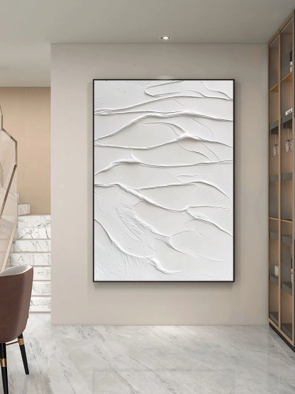 White Minimalist Plaster Art Painting hand-painted #HM1845