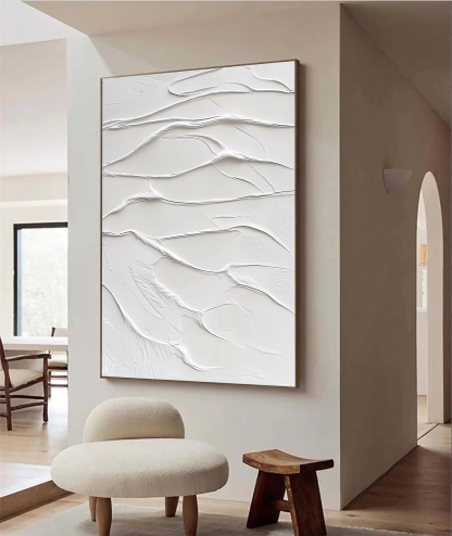 White Minimalist Plaster Art Painting hand-painted #HM1845