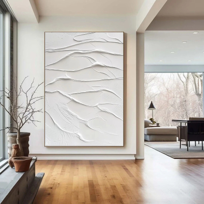 White Minimalist Plaster Art Painting hand-painted #HM1845