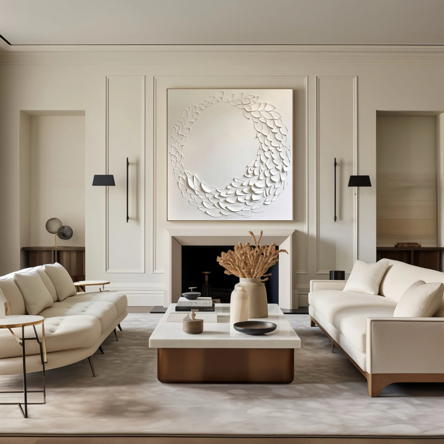 White Minimalist Plaster Art Painting hand-painted #HM1835