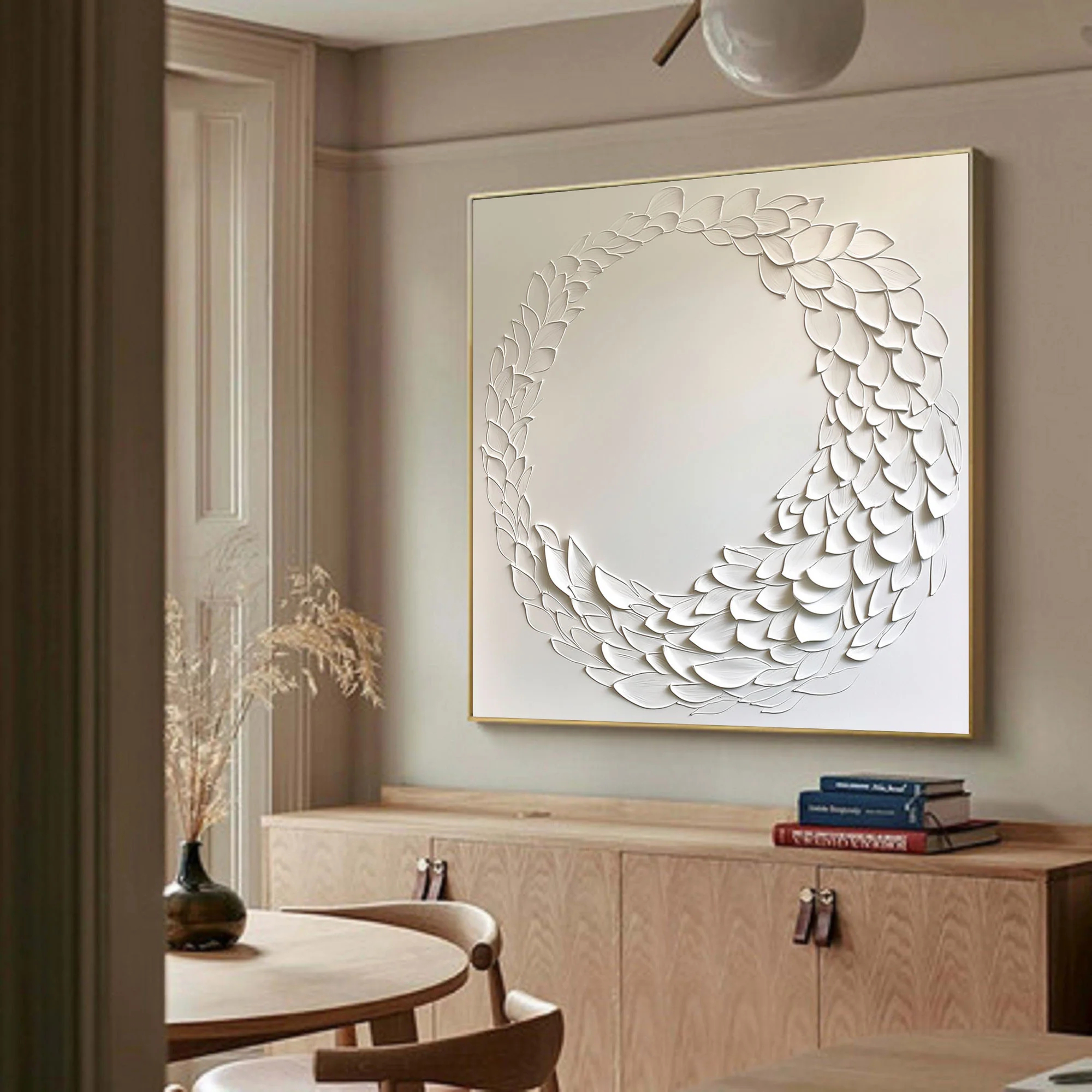 White Minimalist Plaster Art Painting hand-painted #HM1835