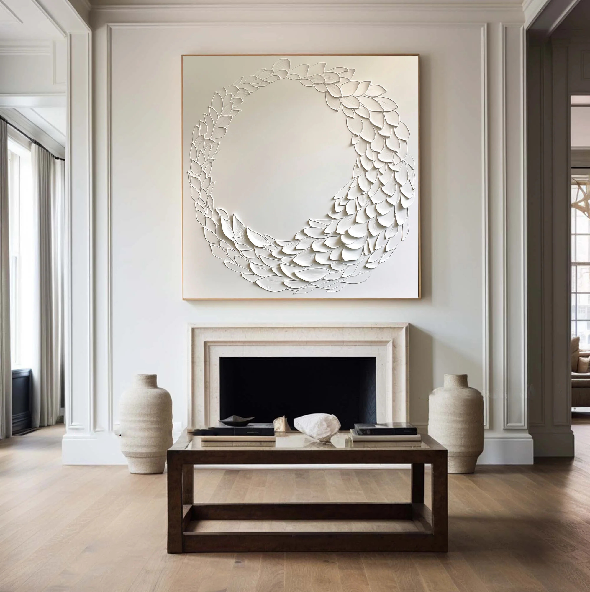 White Minimalist Plaster Art Painting hand-painted #HM1835