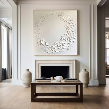 White Minimalist Plaster Art Painting hand-painted #HM1835