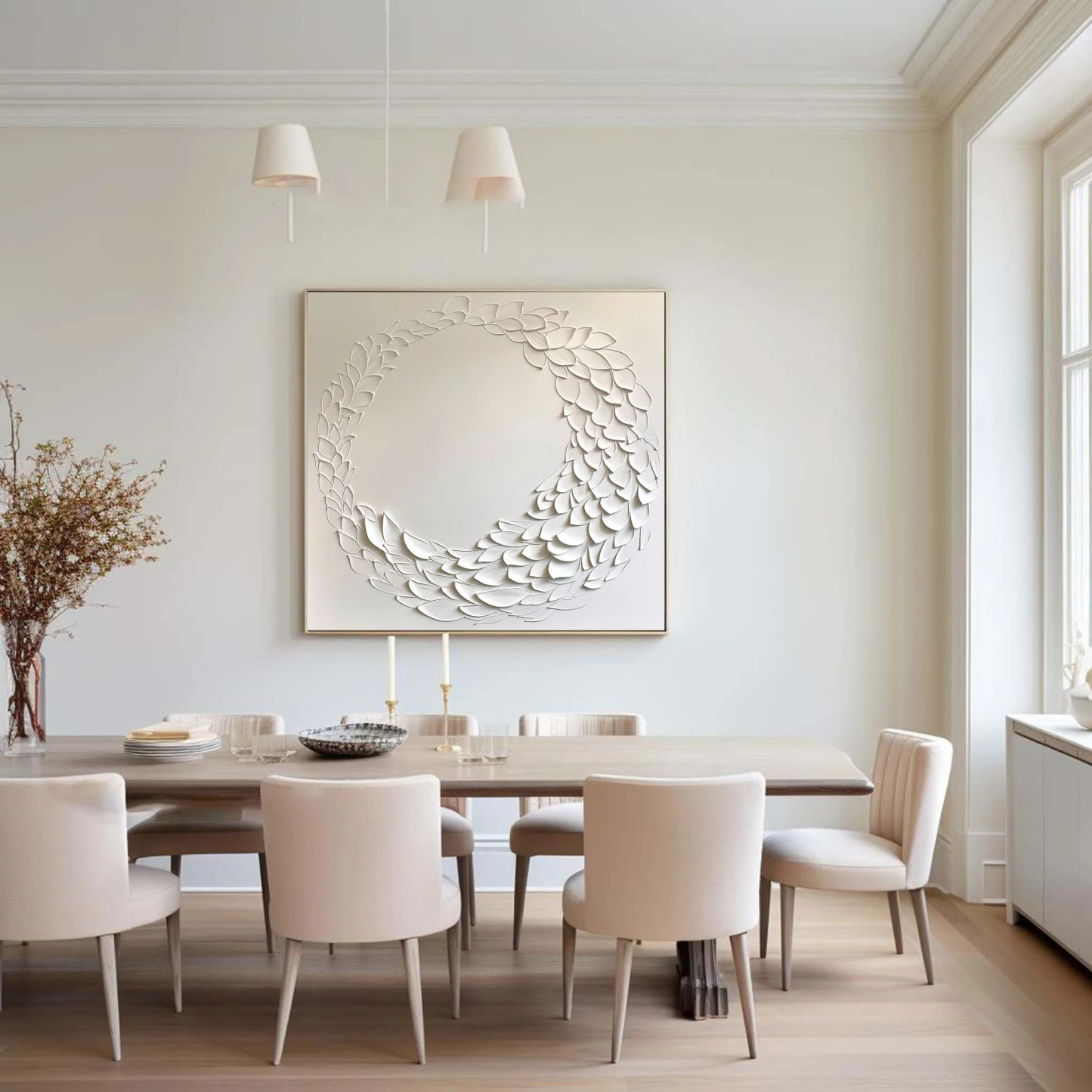 White Minimalist Plaster Art Painting hand-painted #HM1835