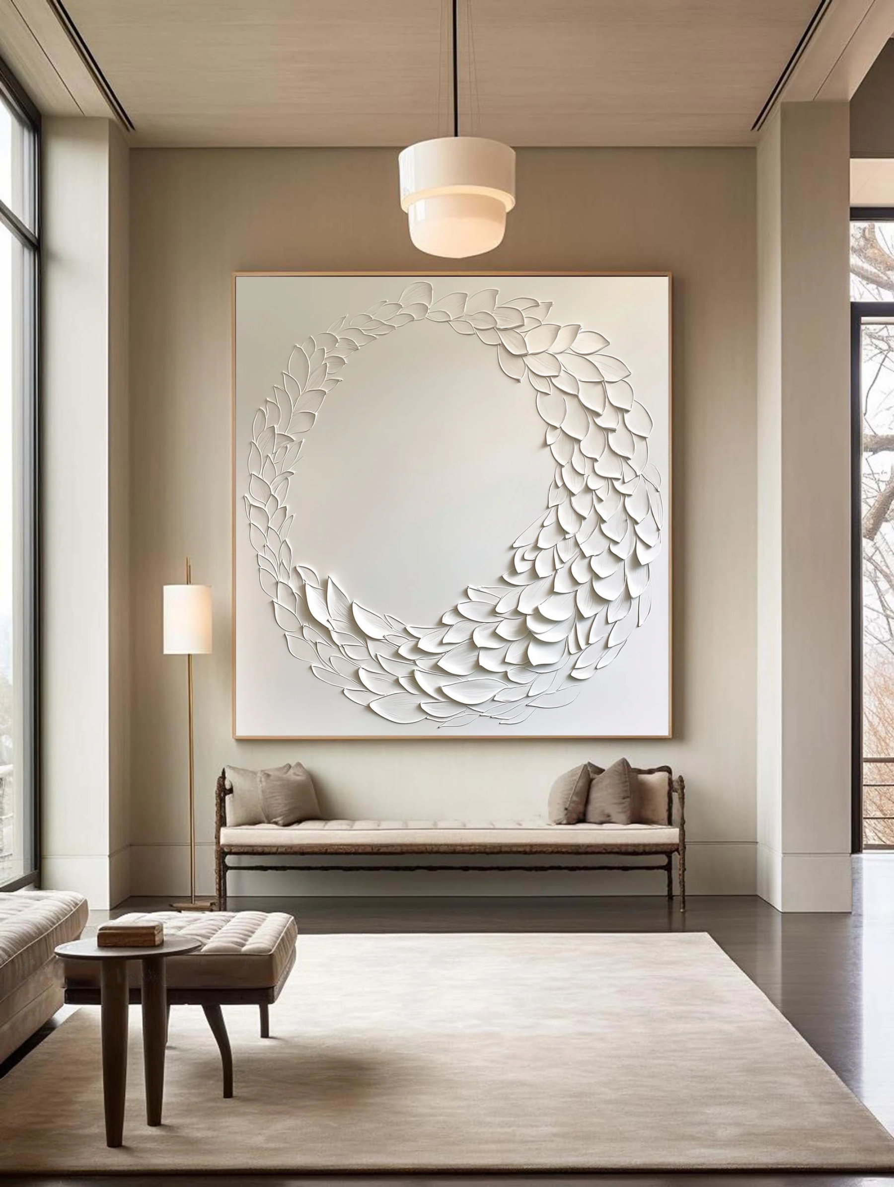 White Minimalist Plaster Art Painting hand-painted #HM1835