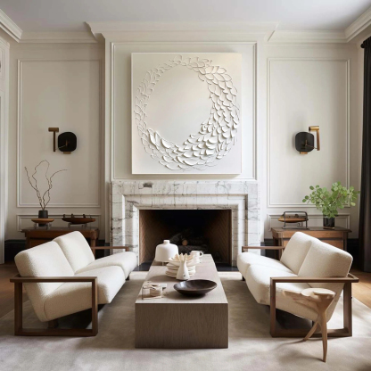 White Minimalist Plaster Art Painting hand-painted #HM1835