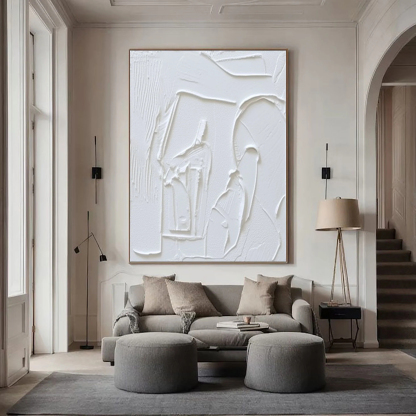 White Minimalist Plaster Art Painting hand-painted #HM1844