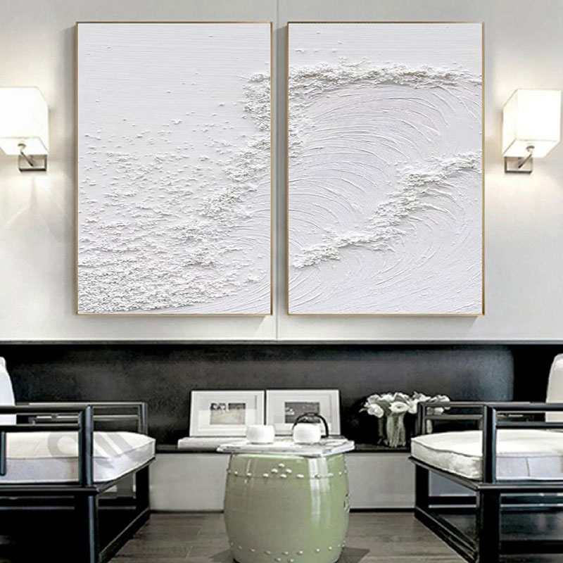 Plaster Art Painting hand - painted Set Of 2 #HM1429