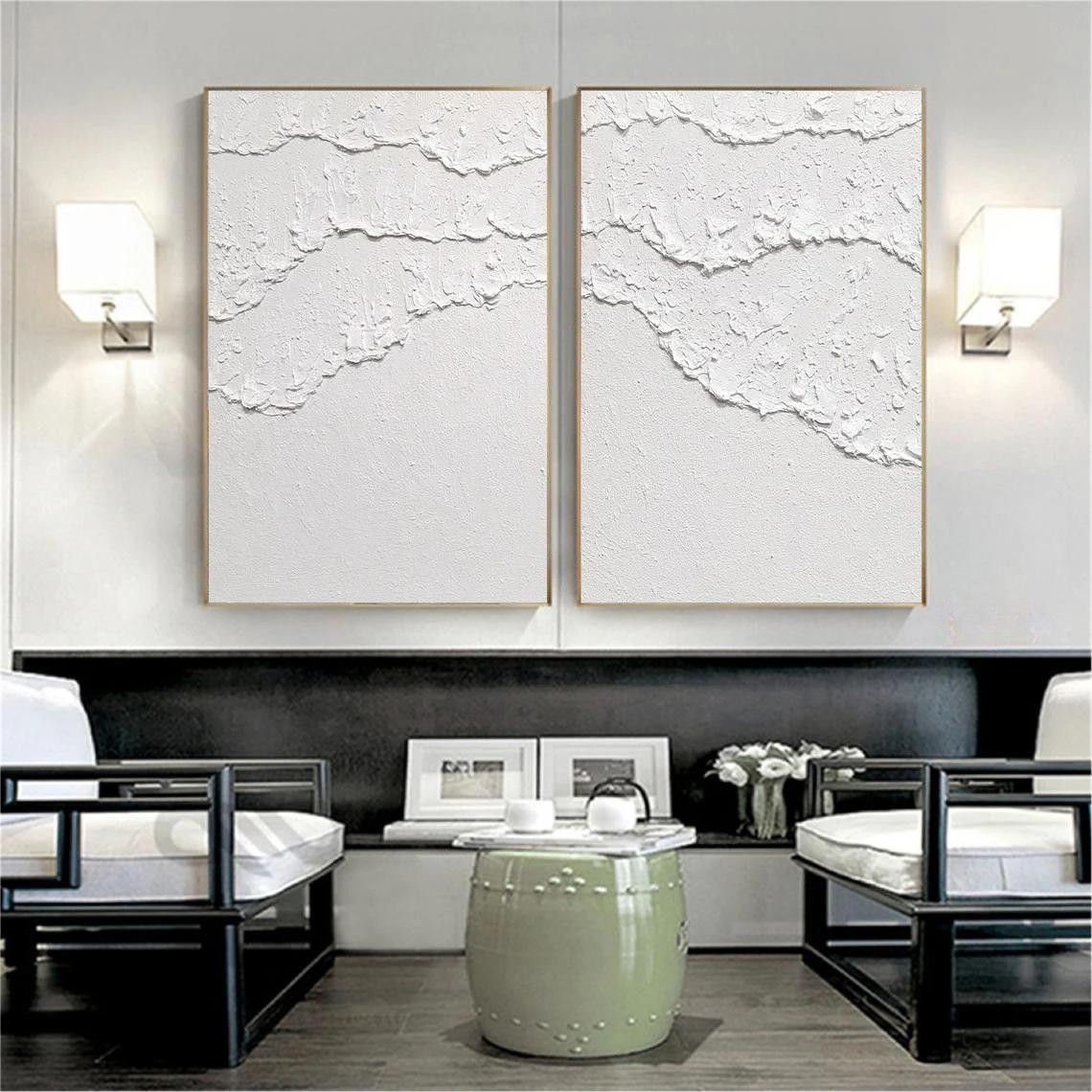 Plaster Art Painting hand - painted Set Of 2 #HM1299