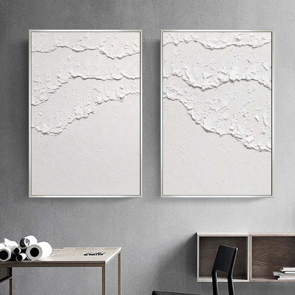 Plaster Art Painting hand - painted Set Of 2 #HM1299