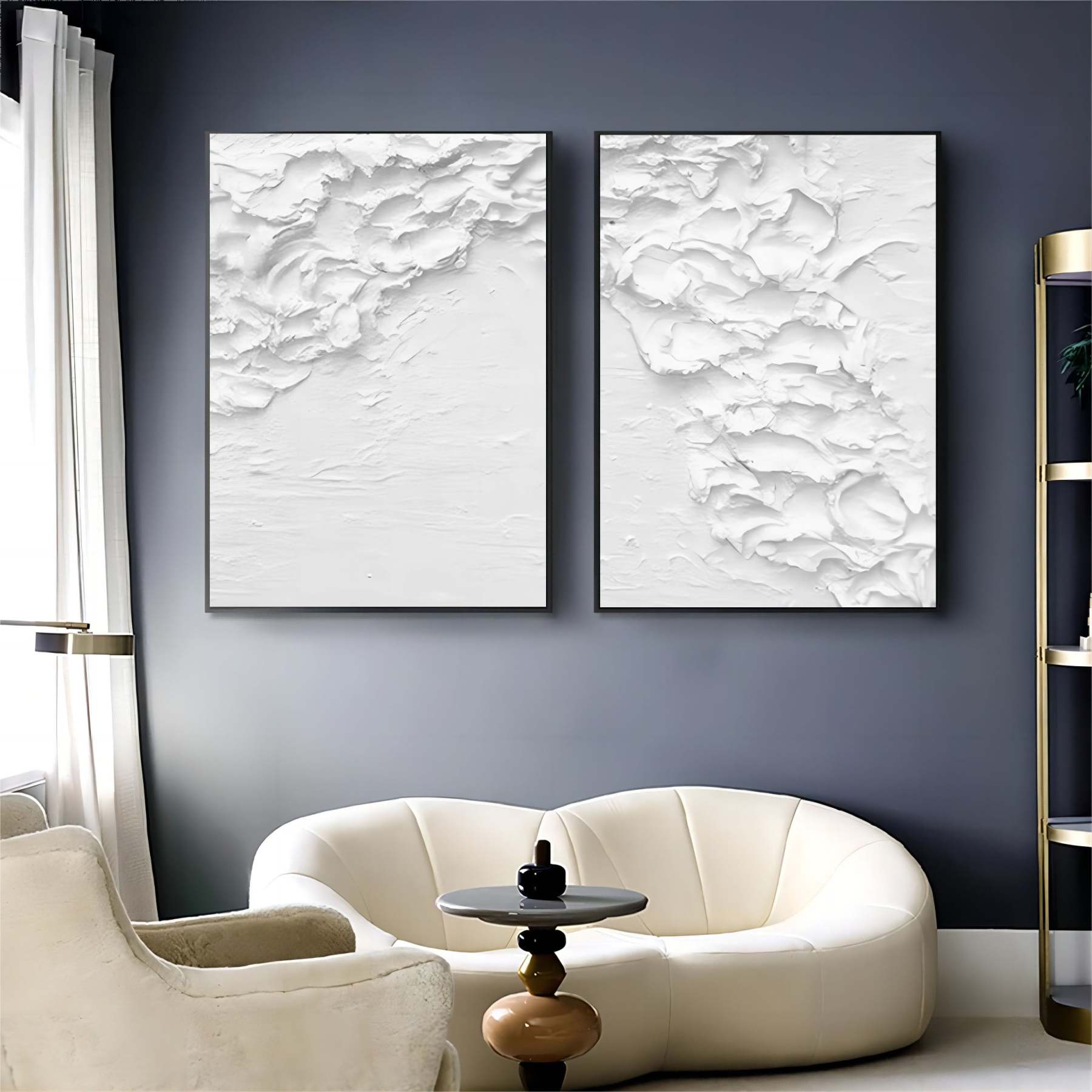Plaster Art Painting hand - painted Set Of 2 #HM1288