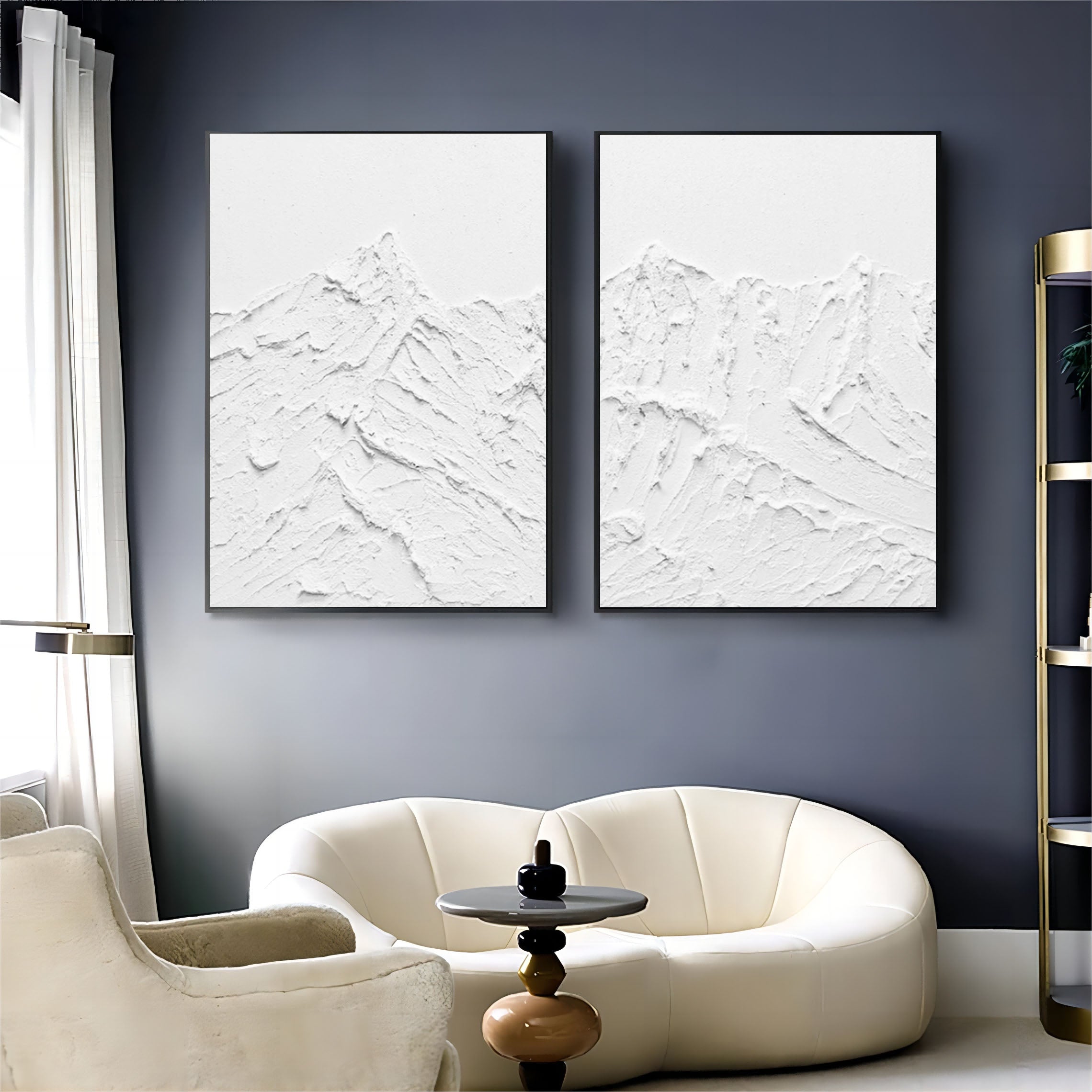 Plaster Art Painting hand - painted Set Of 2 #HM1290