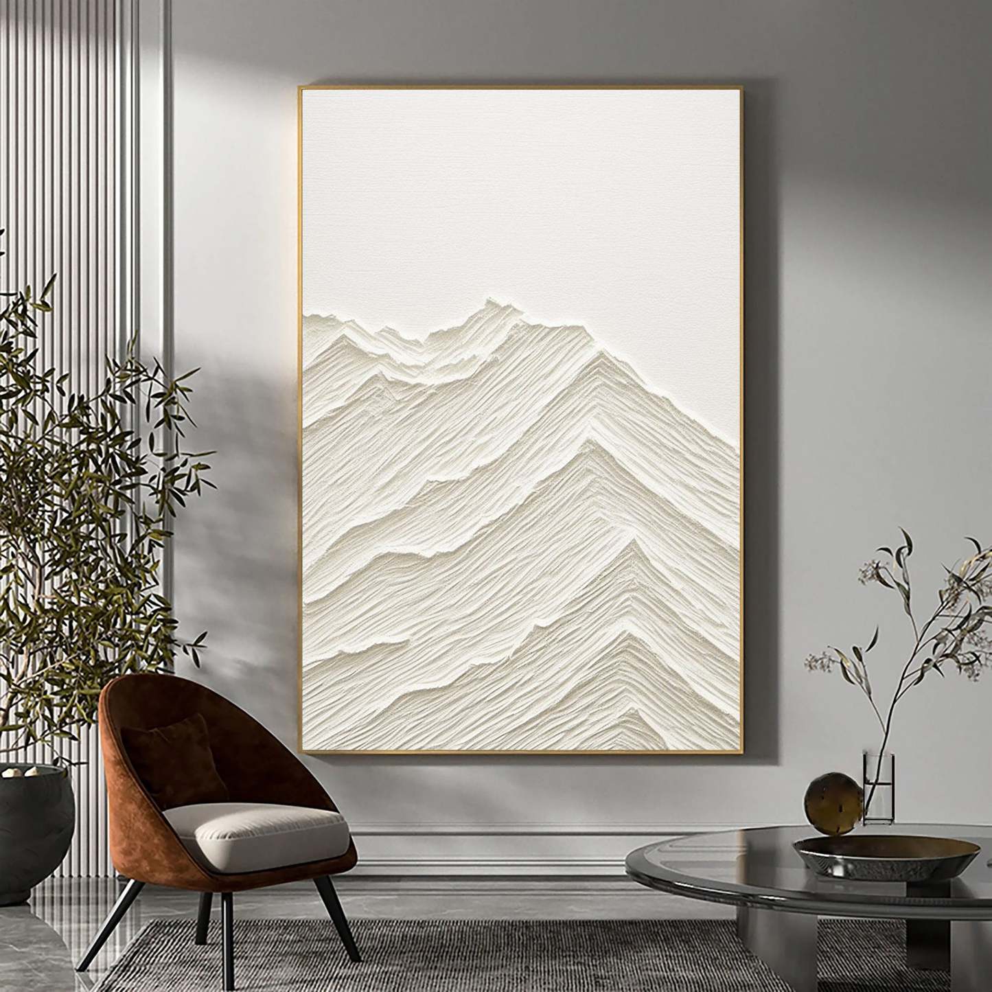 Mountain Plaster Textured Wall Art hand - painted #HM1452