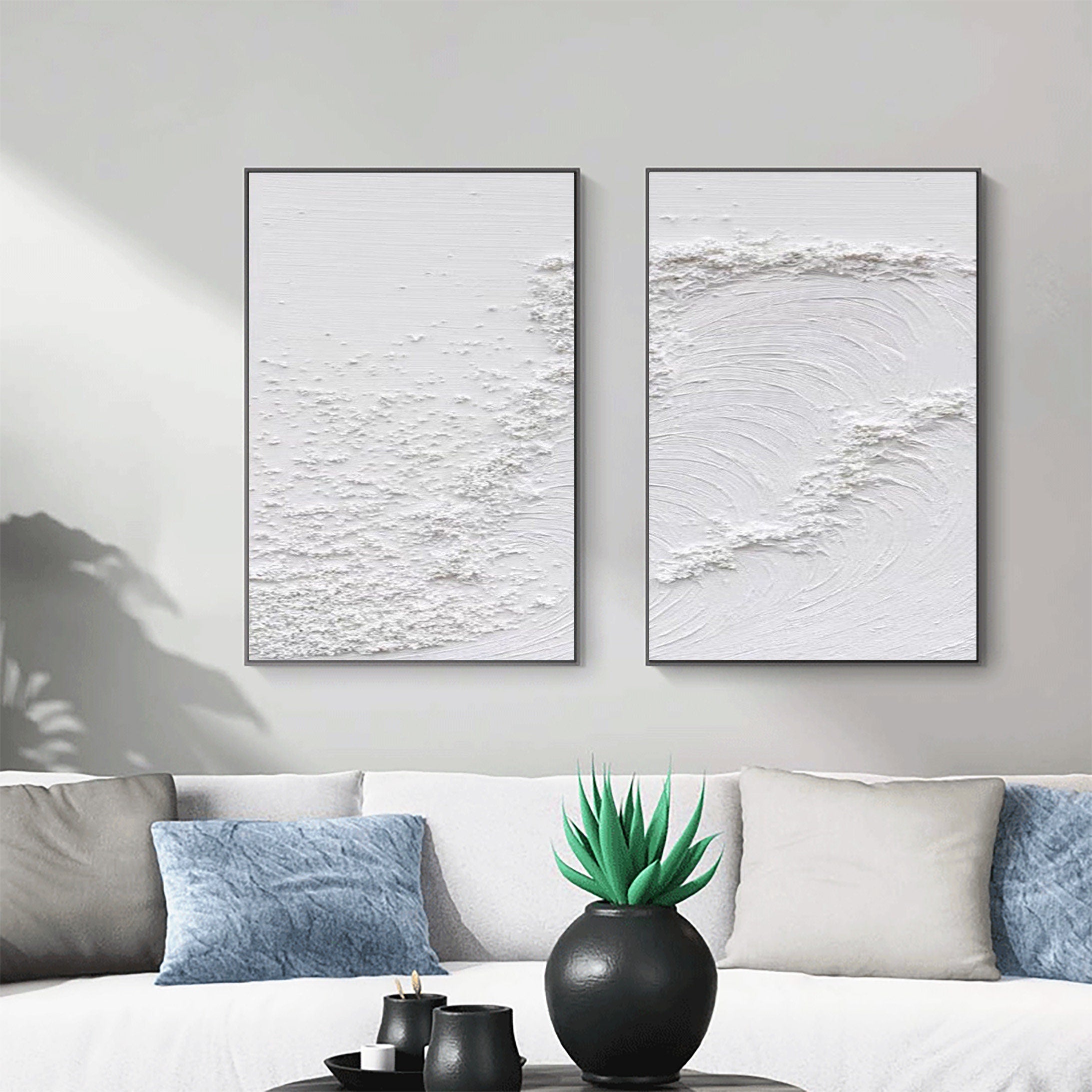 Plaster Art Painting hand - painted Set Of 2 #HM1429