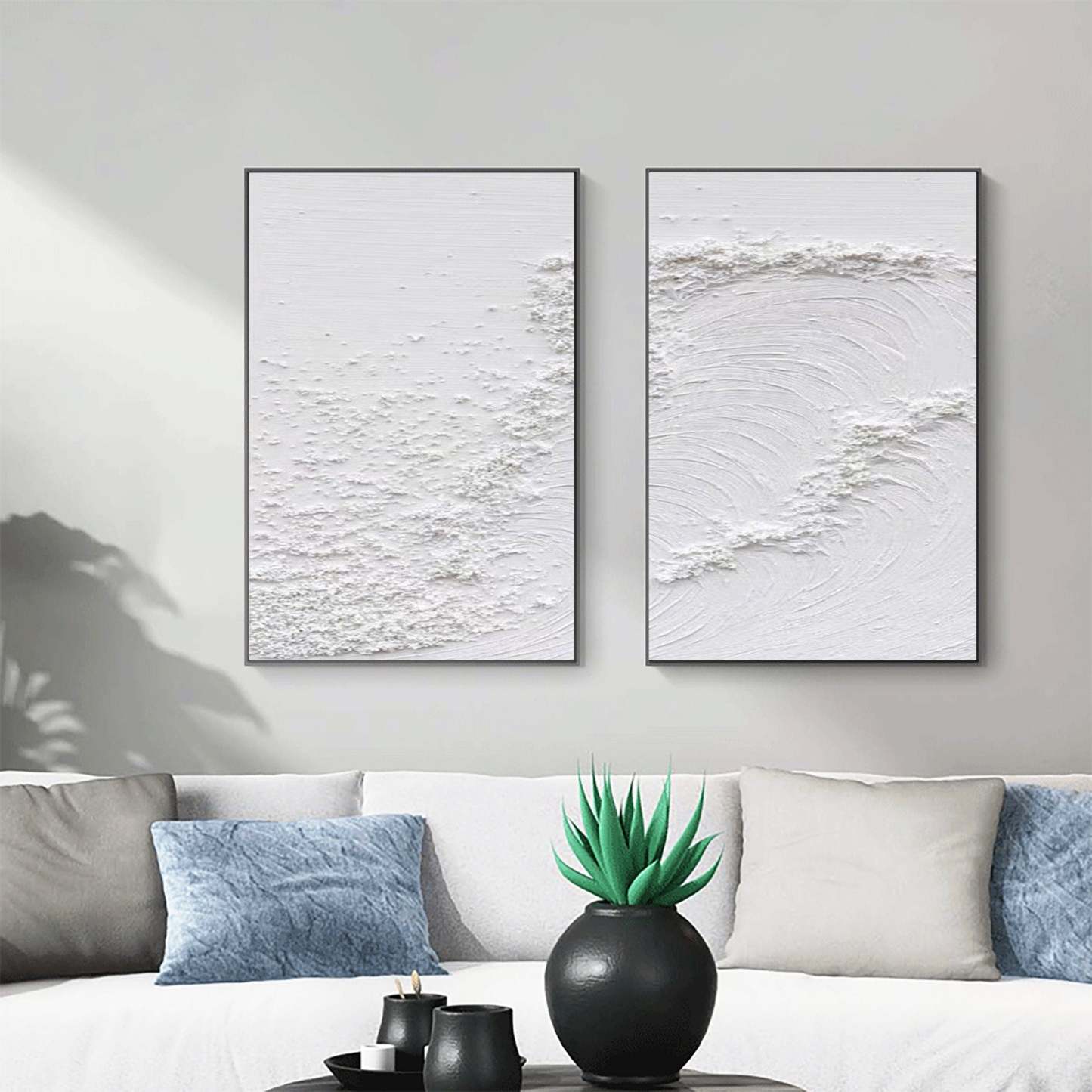 Plaster Art Painting hand - painted Set Of 2 #HM1429