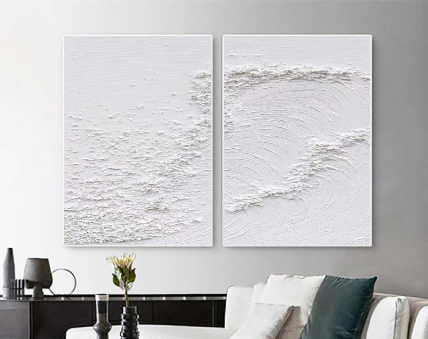 Plaster Art Painting hand - painted Set Of 2 #HM1429