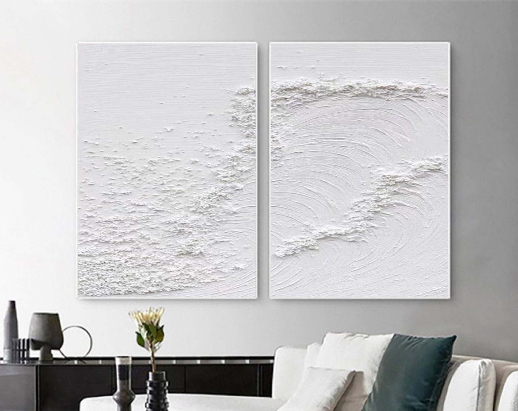 Plaster Art Painting hand - painted Set Of 2 #HM1429