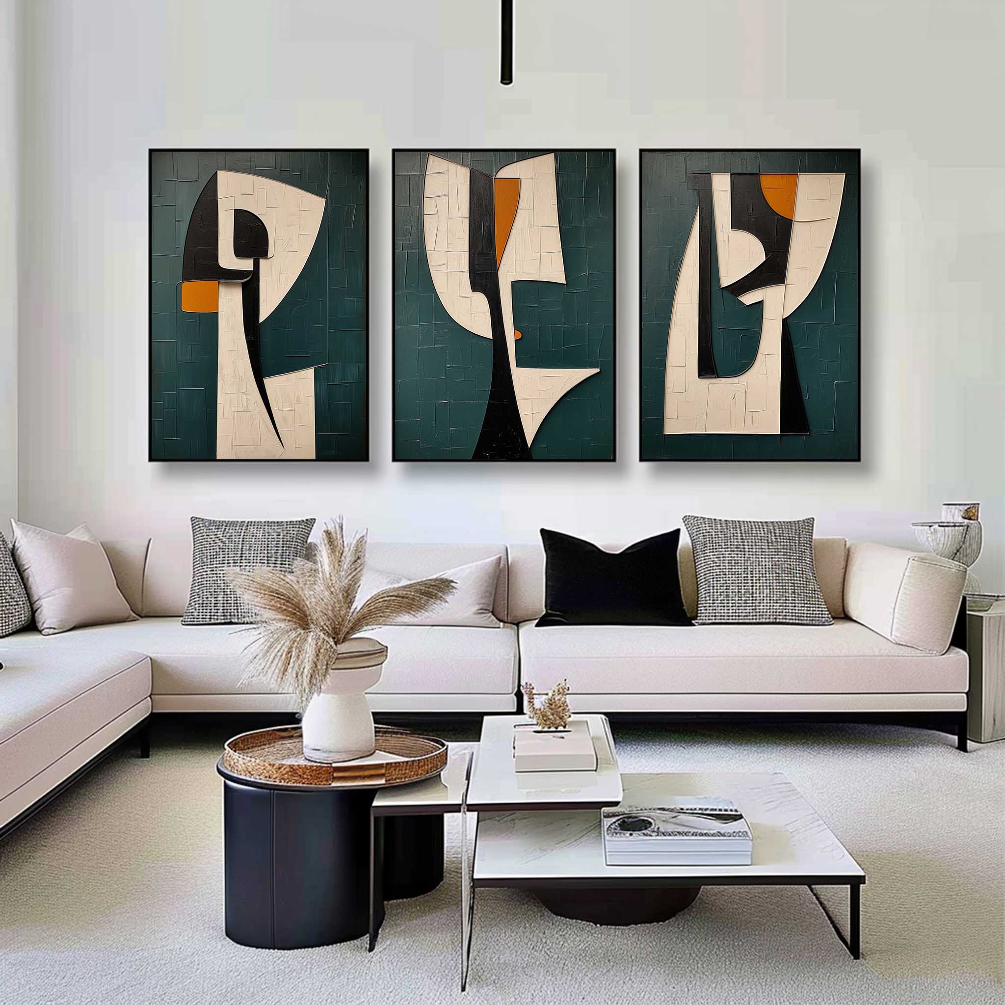 Plaster Art Painting hand - painted Set Of 3 #HM702-Homemural