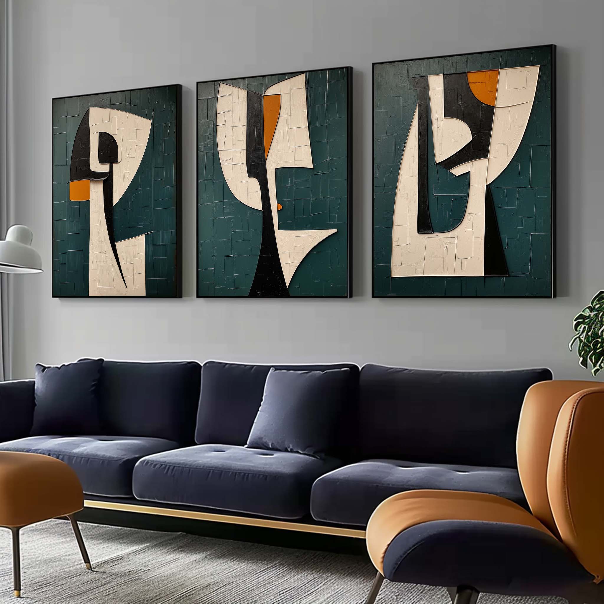 Plaster Art Painting hand - painted Set Of 3 #HM702-Homemural