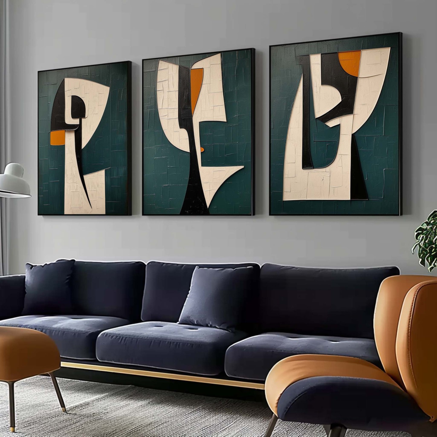 Plaster Art Painting hand - painted Set Of 3 #HM702-Homemural