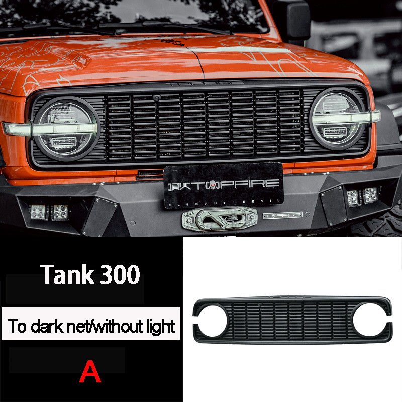 Car Grille Fit for Tank 300 Dark Grille Modified Front Face Retro Grille Headlamp Cover Frame Car Exterior Accessories