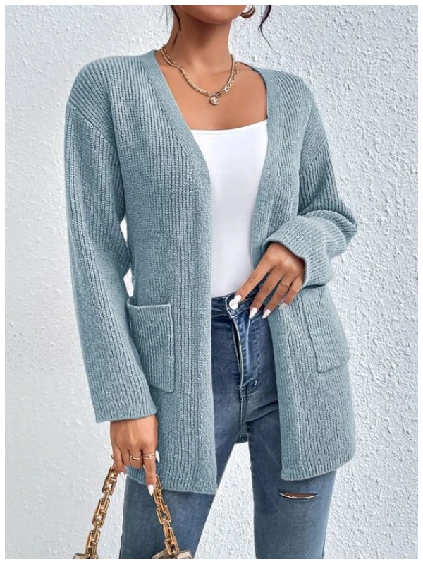 Dual Pocket Drop Shoulder Duster Sweater Cardigan
