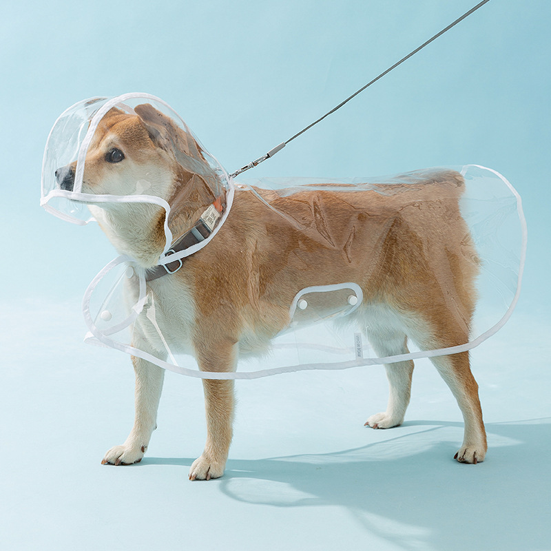 Waterproof Full Coverage Dog Raincoat with Hood and Reflective Strips - Lightweight Rain Suit for Large Dogs