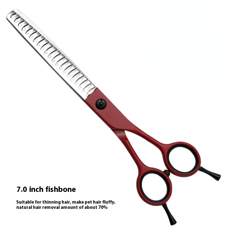 7-Inch Red Stainless Steel Pet Grooming Scissors Kit