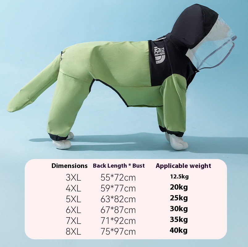All-Inclusive Waterproof Dog Raincoat with Hood | Full-Body Rain Jacket for Large Breeds | Labrador, Golden Retriever