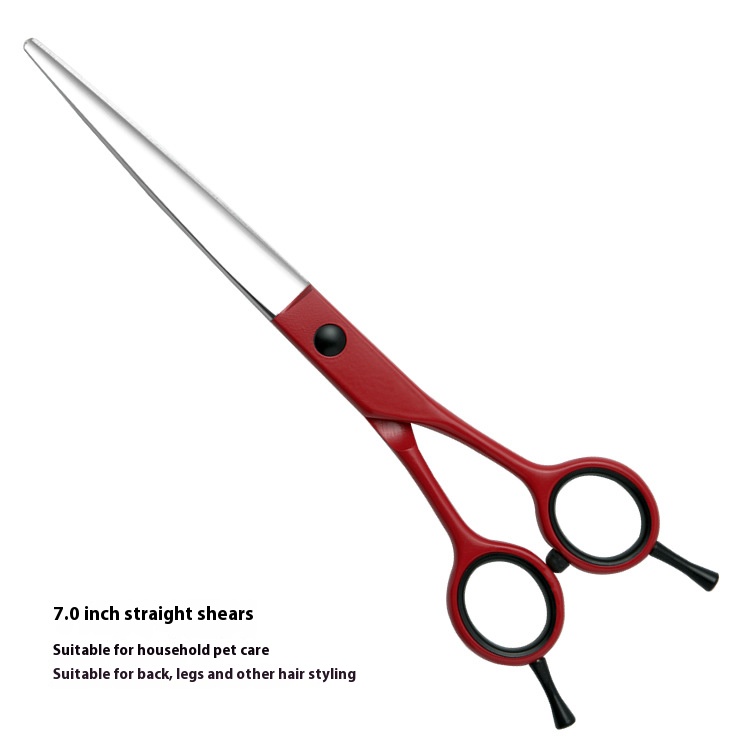 7-Inch Red Stainless Steel Pet Grooming Scissors Kit