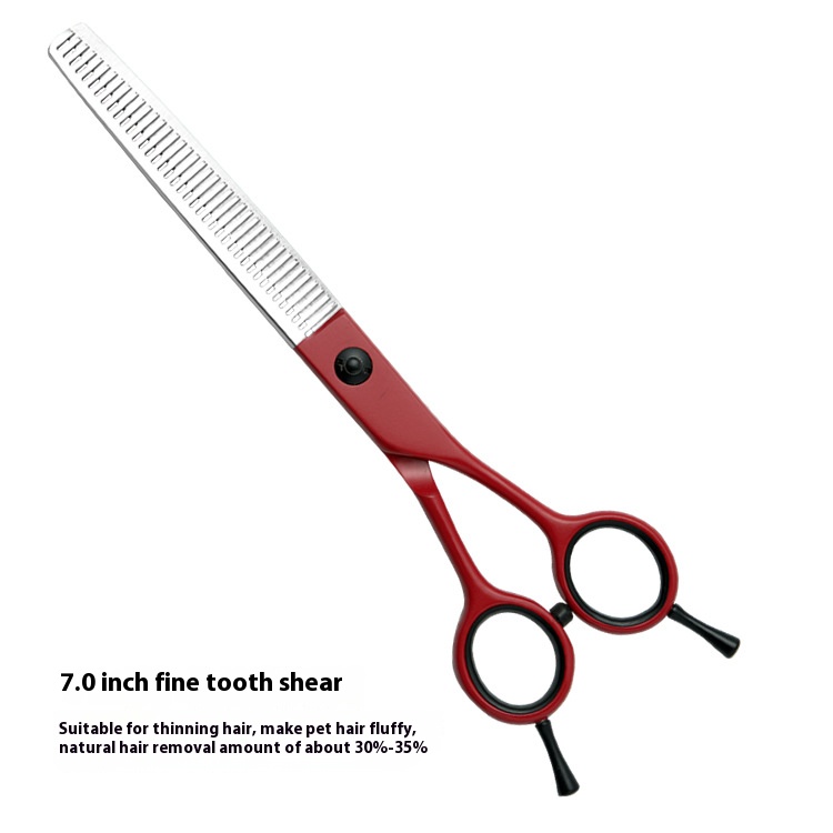 7-Inch Red Stainless Steel Pet Grooming Scissors Kit