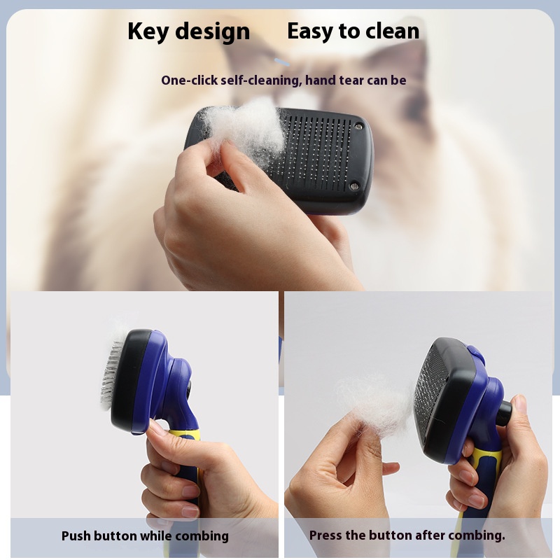 Pet comb cat automatic hair comb cat comb dog hair remover self-cleaning needle comb pet supplies