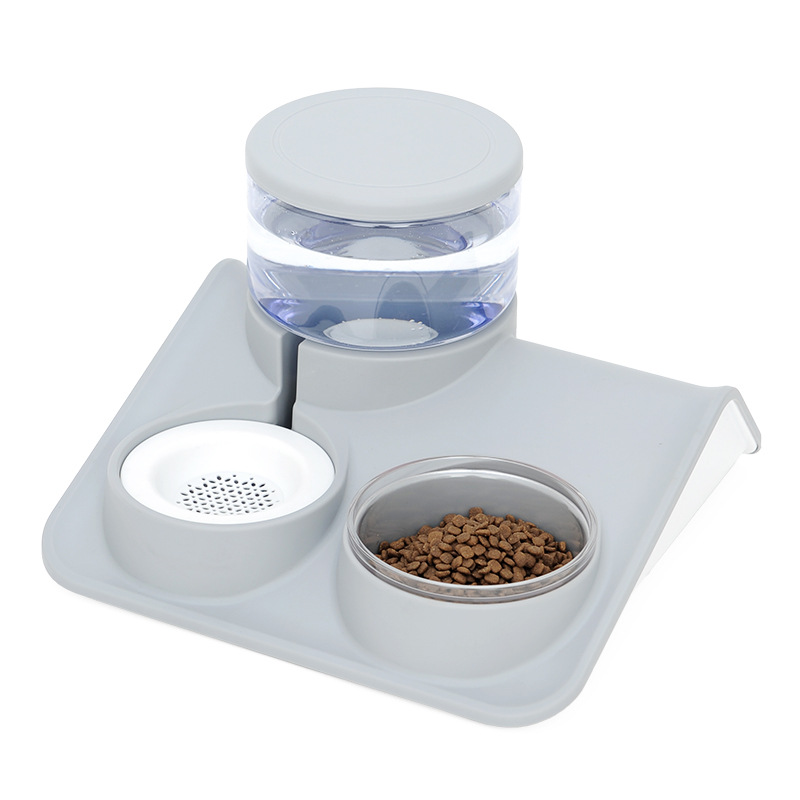 Pet double bowl food basin automatic drinking water rice basin cat food basin ceramic drinking water anti-tumble dog pet supplies