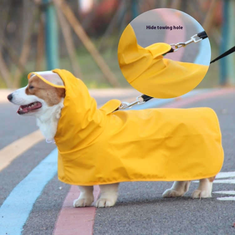 Puppy raincoat pet poncho all-inclusive bellyband Corgi medium large dog golden retriever Alaska large dog clothes waterproof