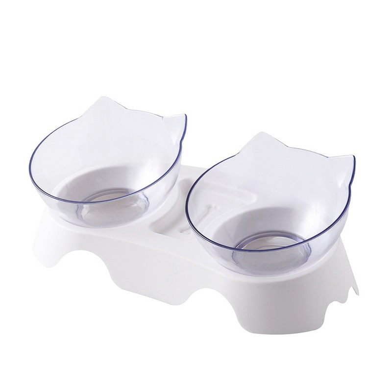 Cat bowl cat double Bowl tilt 15 掳 neck protection anti splash dog bowl drink fountain pet double Bowl