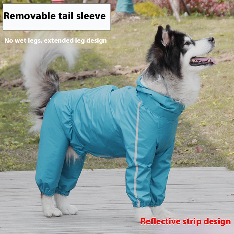Dog raincoat four-legged waterproof all-inclusive golden retriever clothes Labrador Samo large dog pet bellyband poncho