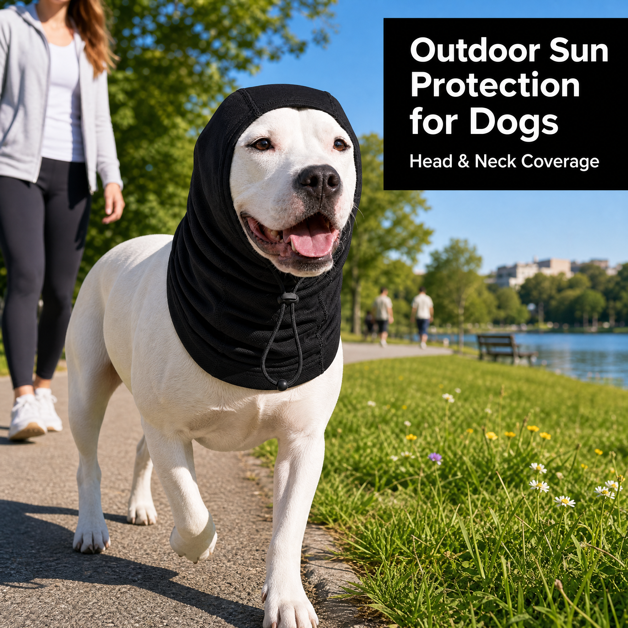 UPF50+ Dog Neck & Head Sun Protection Cover for Outdoor Walking