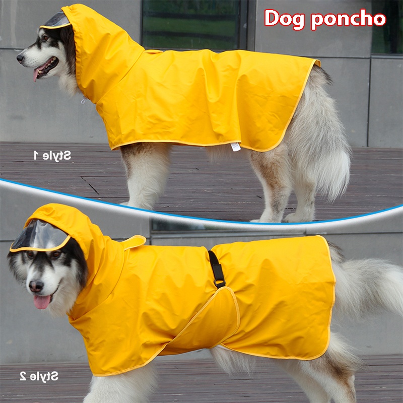 Puppy raincoat pet poncho all-inclusive bellyband Corgi medium large dog golden retriever Alaska large dog clothes waterproof