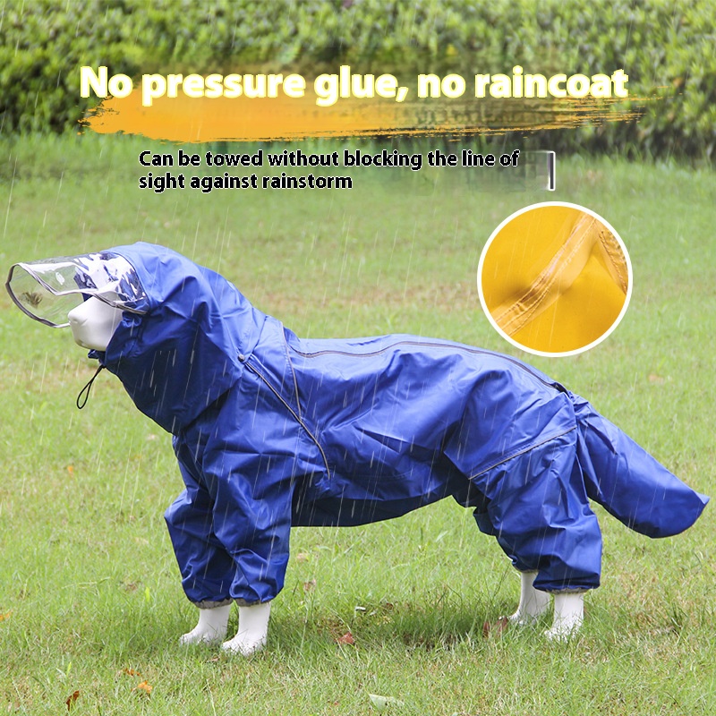 Thickened Waterproof Raincoat for Large Dogs | Full Coverage Dog Rain Jacket with Hood | Anti-Seepage Design
