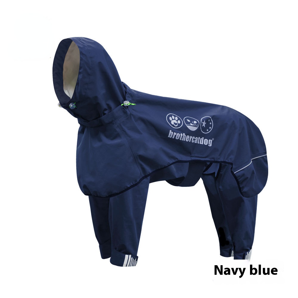 Waterproof Four-Legged Dog Raincoat with Hood - High Quality & Reflective Strip