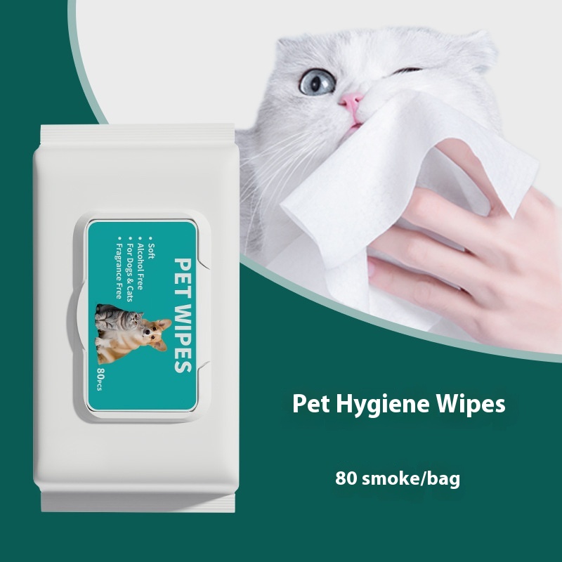 Foreign trade cross-border pet supplies Pet Wipes 80 pumping dog exclusive for cats wipes disposable disposable disposable cleaning