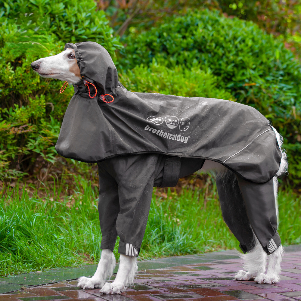 Adjustable Pet Raincoat with Hood - Waterproof Four-Legged Dog Poncho for Medium & Large Dogs