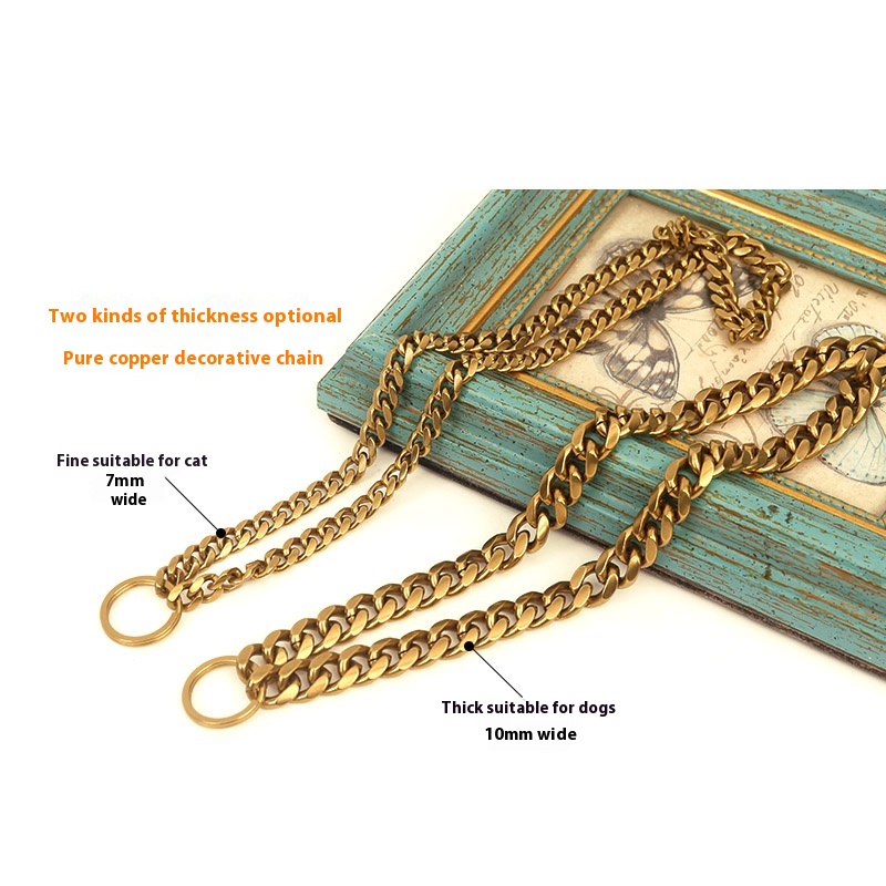 Brass golden retriever dog collar chain Jarre Aero Bull Collar decoration Labrador metal chain 24k gold necklace