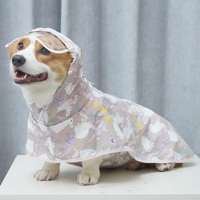 Puppy raincoat pet poncho all-inclusive bellyband Corgi medium large dog golden retriever Alaska large dog clothes waterproof