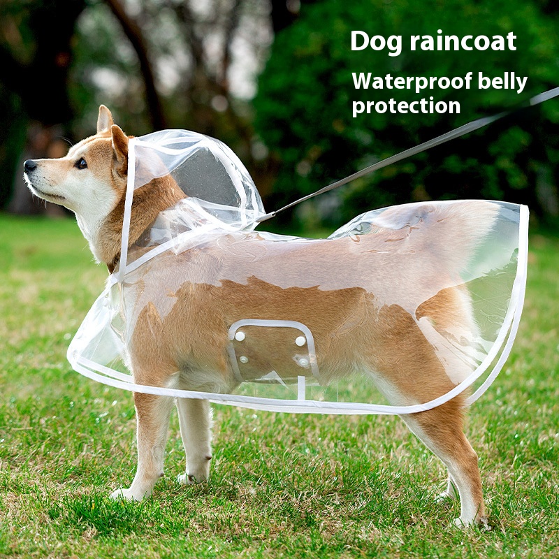 Waterproof Full Coverage Dog Raincoat with Hood and Reflective Strips - Lightweight Rain Suit for Large Dogs
