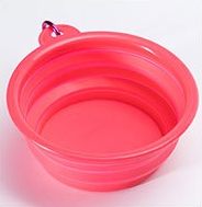 Pet cat and dog special silicone case folding bowl multi-color portable with hook pet tableware water feeding